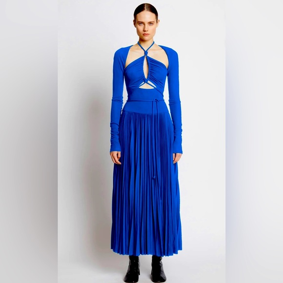 Proenza Schouler Cut out halter pleaded jersey maxi dress